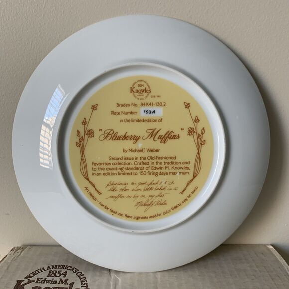 Knowles Blueberry Muffins Collector Plate Old-Fashioned Favorites #2 Weber - Picture 2 of 12